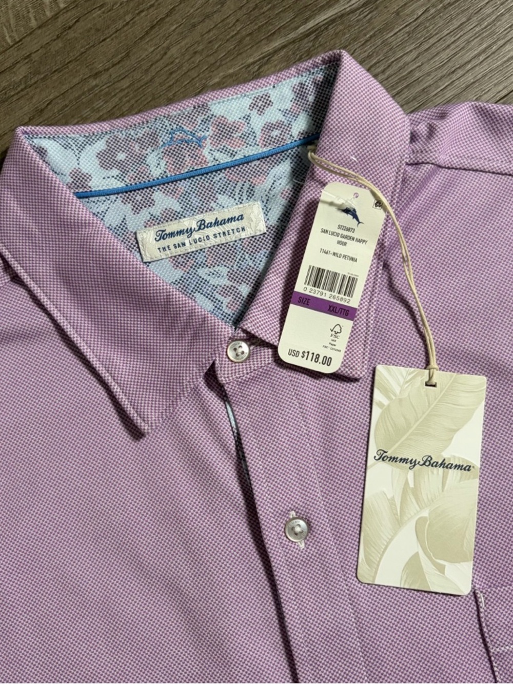 Tommy Bahama S/S Button Up Shirt Size XXL San Lucio Stretch IslandZone Lavender